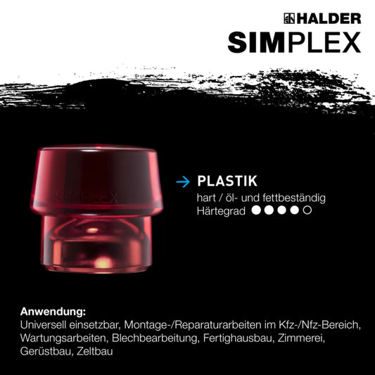 HALDER SIMPLEX-Schonhämmer Plastik; mit Aluminiumgehäuse und hochwertigem Holzstiel EH 3106