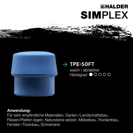 HALFTER SIMPLEX-Schonhämmer TPE-soft / Superplastik; mit Tempergussgehäuse und hochwertigem Holzstiel EH 3017