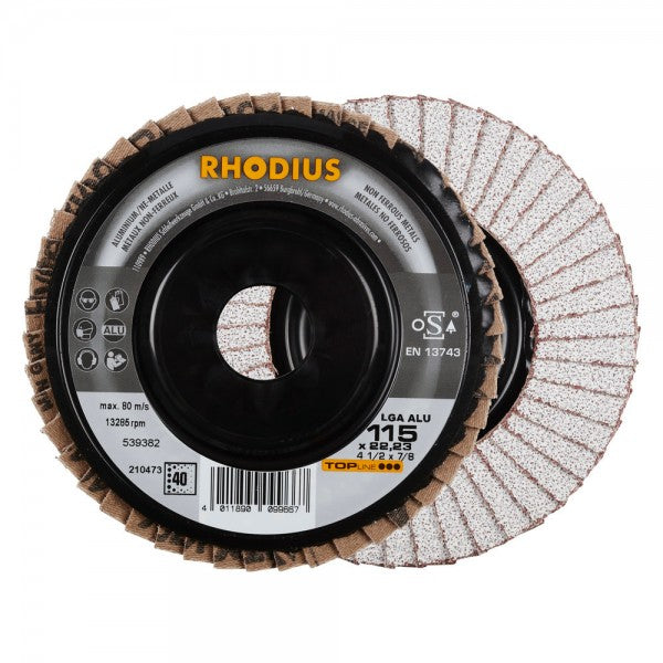 10x Rhodius LGA ALU Fächerschleifscheibe Korn:40 115mm | 210473