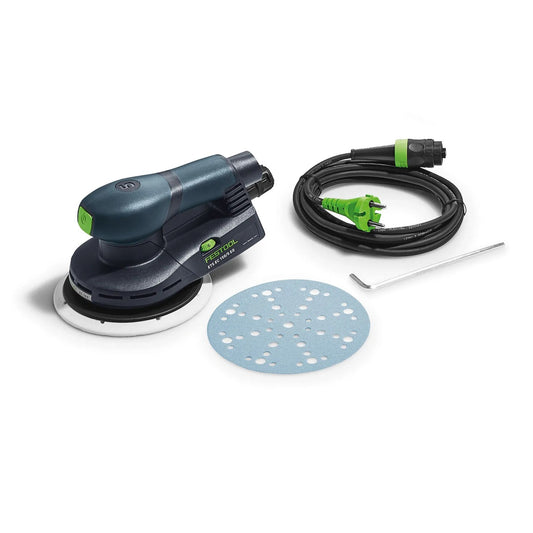 Festool ETS EC 150/5 EQ Exzenterschleifer mit Schleifteller, Schleifmittel, Stromkabel und Absaugschlauch