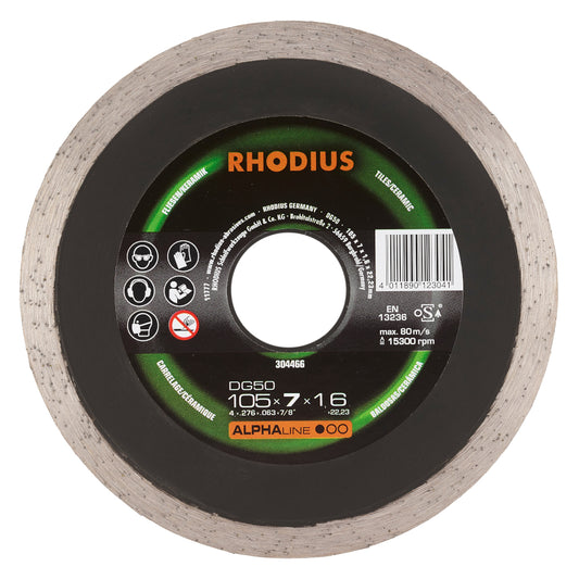 Rhodius Diamanttrennscheibe DG50 Ø105 x 7 x 1,6 x 22,23 mm
