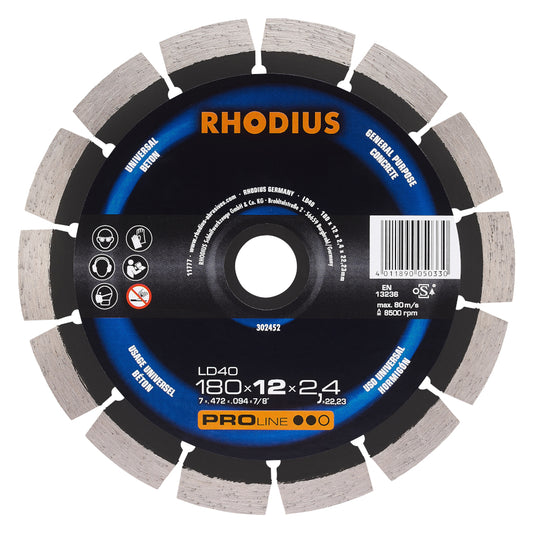 Rhodius Diamanttrennscheibe LD40 Ø180 x 12 x 2,4 x 22,23 mm