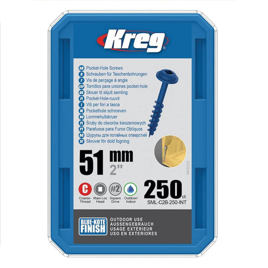 KREG Blue-Kote Taschenlochschrauben - 51mm, Grobgewinde, Linsenkopf