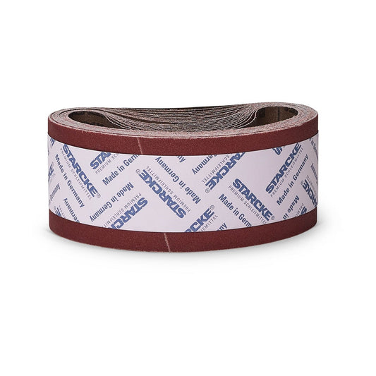STARCKE Schleifband 732X Edelkorund Schleifmittel, Hauptansicht aufgerollt, Made in Germany.