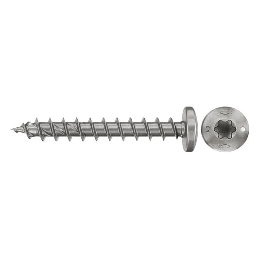 fischer PowerFast FPF II PTF A2 Spanplattenschraube aus Edelstahl A2 mit Halbrundkopf, Vollgewinde und Innenstern TX