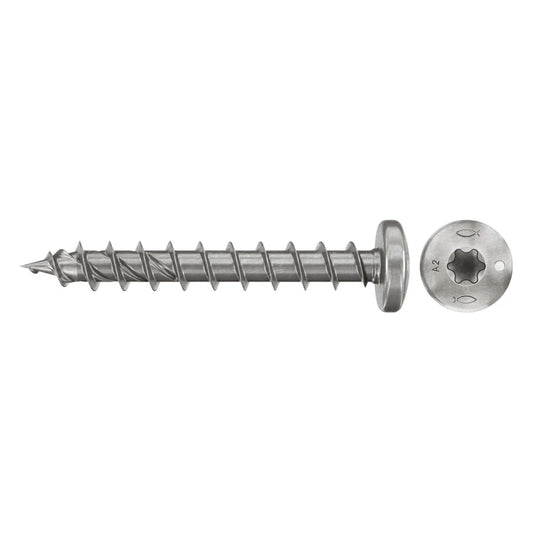 fischer PowerFast FPF II PTF A2 Edelstahl-Spanplattenschraube aus Edelstahl mit Halbrundkopf, Vollgewinde und Innenstern TX
