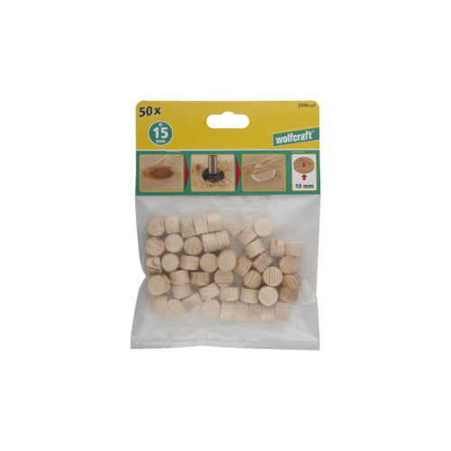 Wolfcraft Konusplättchen Holzplättchen zum Abdecken von Schraublöchern (15‑40 mm)