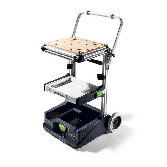 Festool Mobile Werkstatt MW 1000 Basic mit Lochplattentisch, Auszug und Rädern, Frontansicht