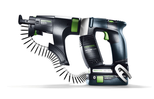 Festool DURADRIVE DWC 18-4500 Akku-Bauschrauber mit Magazinvorsatz und Akku, Seitenansicht