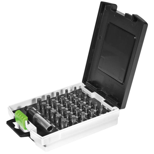 Festool Bitkassette TX 10-50 offen mit 30 Torx Bits und magnetischem CENTROTEC Bithalter im SYS-Case