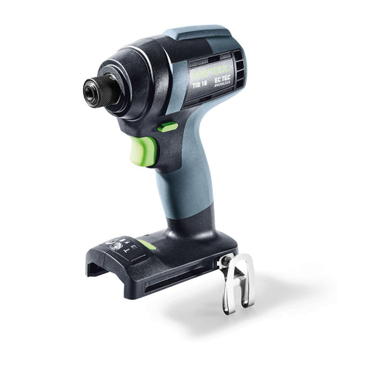 Festool TID 18-Basic Akku-Schlagschrauber mit bürstenlosem EC-TEC Motor, Hauptansicht mit Systainer und Gürtelclip.