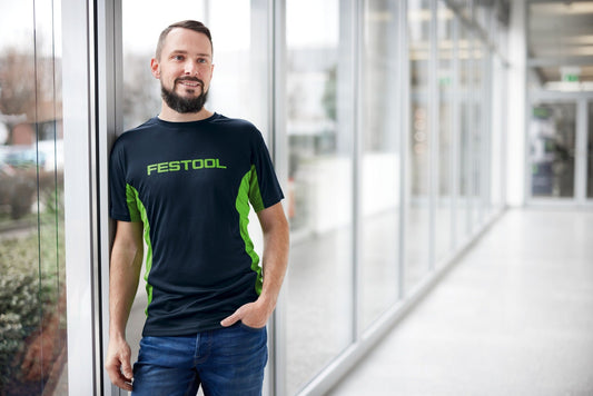 Festool Funktionsshirt FUN-FT1 Herren in Dunkelblau-Grün, Frontansicht am Träger