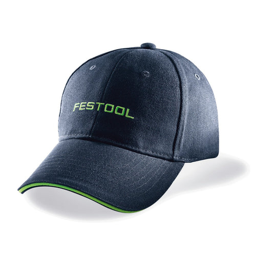 Festool Golfcap GC-FT1 in Dunkelblau mit grünem Schild und Festool Stickung, Hauptansicht.
