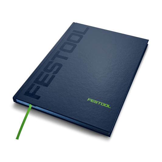 Festool Notizbuch NB-FT1 Hardcover dunkelblau mit grünem Lesezeichen und karierten Seiten DIN A4