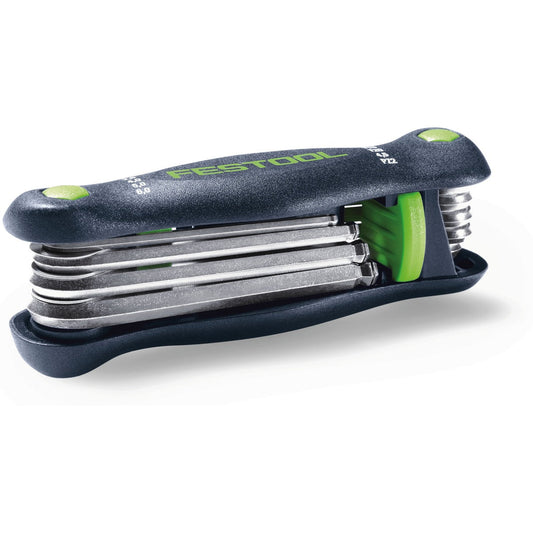 Festool Toolie TO-FT1 Multifunktionswerkzeug mit ausgefahrenen Sechskant-Steckschlüsseln und MagicRing Funktion.