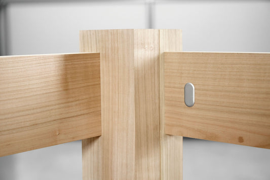 Festool Abdeckkappe SV-AK D14 brn2 in Holz-Eckverbindung, hellbraun, sichtbar in DOMINO Fräsung