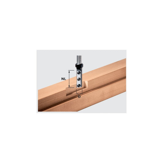 Festool Nutfräser-Wendeplatte HW im Einsatz an Holz mit Messwerten NL und D
