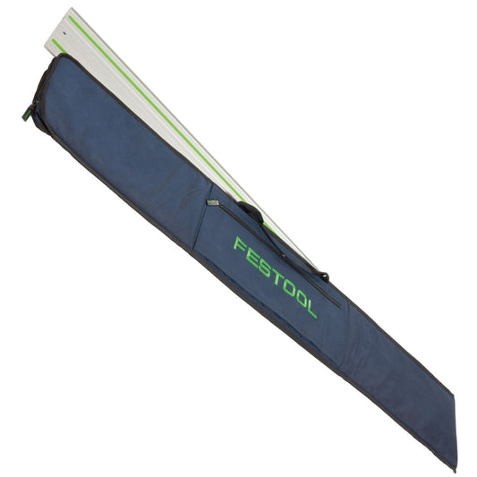 Festool FS-BAG Transporttasche für Führungsschienen in Dunkelblau mit grünem Reißverschluss und Schulterriemen