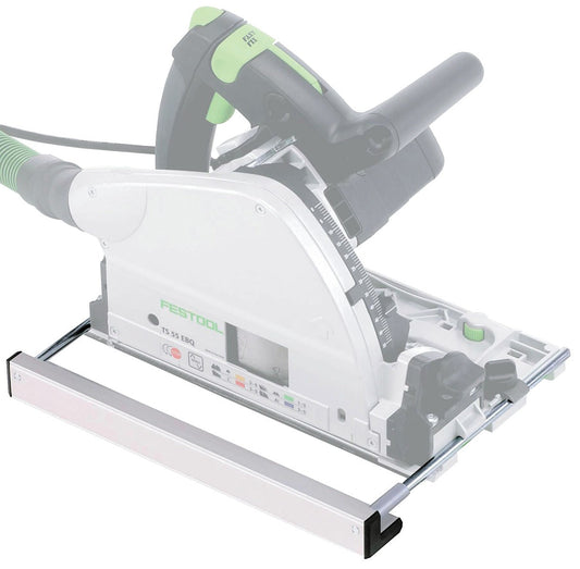 Festool PA-TS 55 Parallelanschlag montiert auf Tauchsäge TS 55, Seitenansicht mit Führungsschiene
