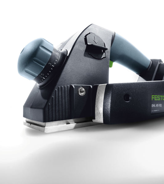 Festool Einhandhobel EHL 65 EQ mit Spantiefeneinstellung, Softgrip-Griff und Spiralmesser, Seitenansicht