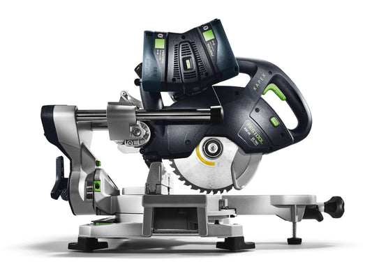 Festool KAPEX KSC 60 EB Akku-Kapp-Zugsäge mit Doppelsäulenführung, Sägeblatt und Doppelakku-System