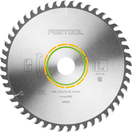Festool Kreissägeblatt HW 225x2,6x30 Z48 WOOD FINE CUT für saubere Feinschnitte in Holz und Plattenmaterial
