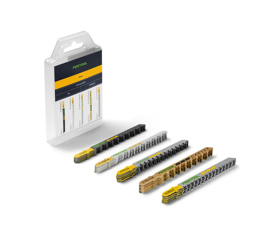 Festool Stichsägeblatt-Set STS-Sort/25 W mit 5 verschiedenen Sägeblättern in Kunststoffverpackung und sortiertem