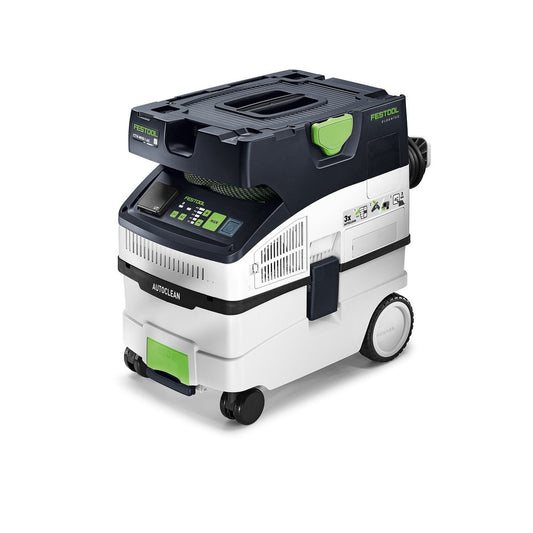 Festool CLEANTEC CTH MIDI I AC Absaugmobil mit AUTOCLEAN Funktion, Fahrwerk und Bedienfeld.