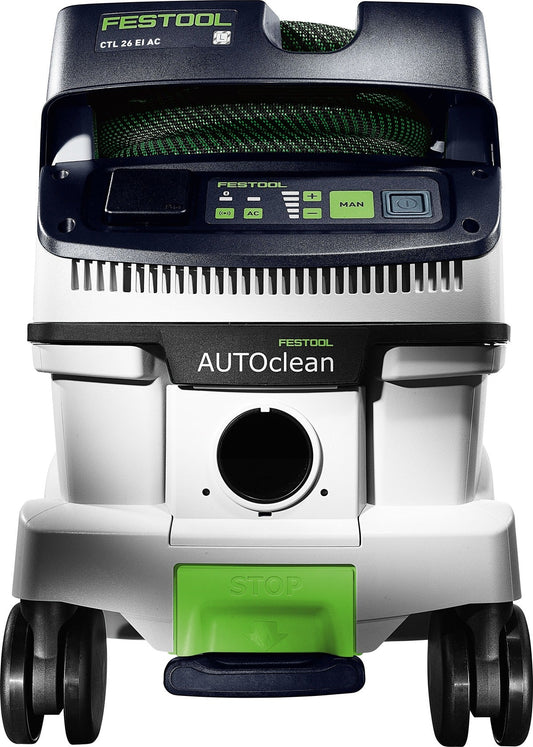 Festool CTL 26 EI AC AUTOCLEAN Absaugmobil mit Touch-Bedienung und grünem STOP-Knopf, Frontansicht