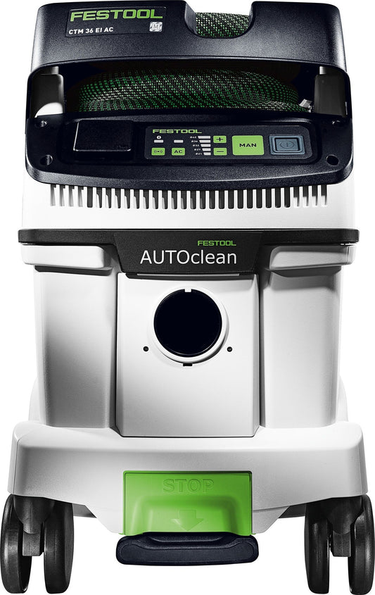 Festool CTM 36 EI AC Absaugmobil CLEANTEC mit AUTOCLEAN Filterabreinigung, Ansicht von oben auf Bedienfeld und Filteranlage