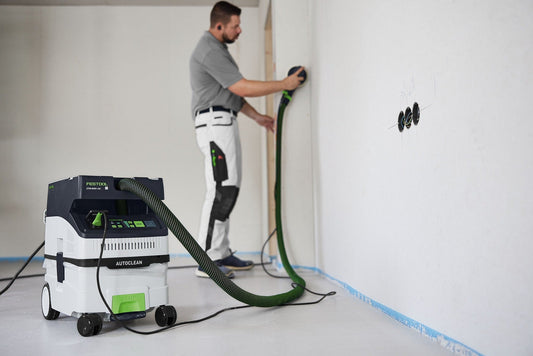 Festool CLEANTEC CTL MIDI I AC Absaugmobil mit AUTOCLEAN Filterabreinigung bei Trockenbauarbeiten in Anwendung