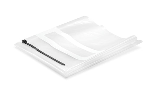 Festool Entsorgungssäcke aus PE-Material mit schwarzem Kabelbinder und Verschlussschieber zum staubarmen Entsorgen.