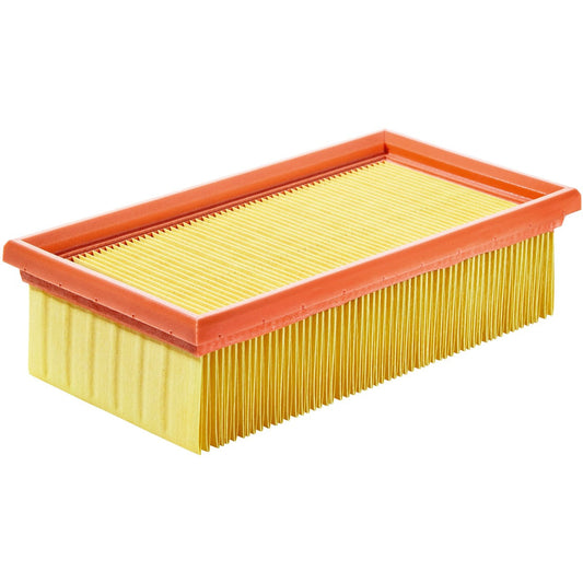 Festool Hauptfilter mit orangem Kunststoffrahmen und gelbem Flachfaltenfilter für Absaugmobile