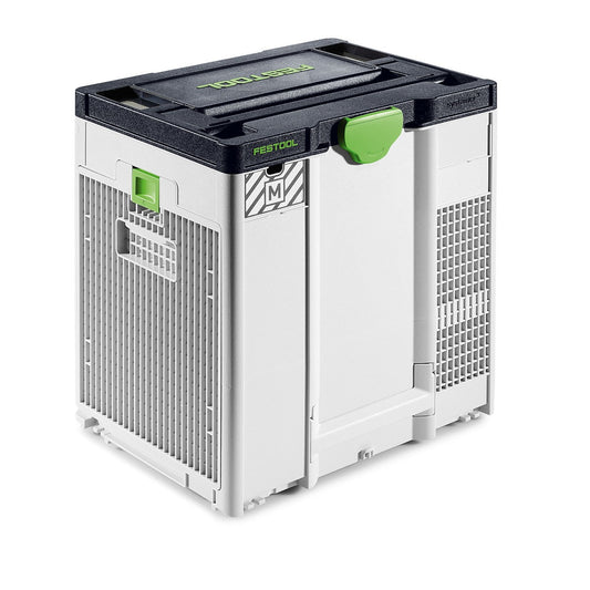 Festool Luftreiniger SYS-AIR M Systainer³ M437 mit grünem Griff und weißem Gehäuse, Frontansicht