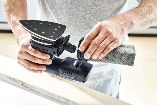 Festool DTSC 400 Akku-Deltaschleifer mit Wechsel von Schleifschuh und Schleifmittel in Handhabung