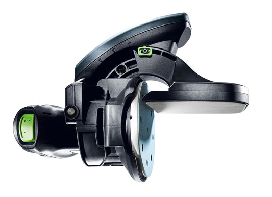 Festool Kantenschleifer ES-ETS 125 REQ-Plus mit einstellbarem Winkelkopf und Staubfangbeutel, Seitenansicht