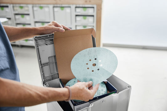 Festool Schleifmittel-Systainer³ mit Granat Net Schleifscheiben D225, Netzschleifscheiben in Kartonbox