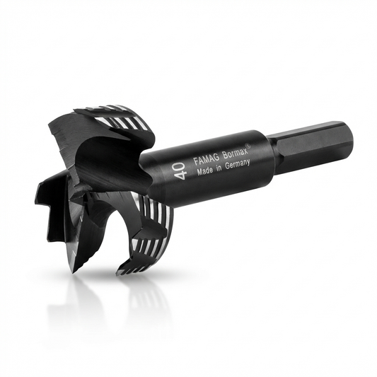 FAMAG Bormax Forstnerbohrer 40mm mit Dreischneider und Zentrierspitze, Made in Germany