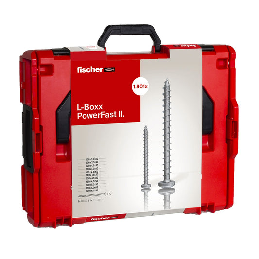 L-BOXX PowerFast II Schraubenset von fischer – mit 1801 Teilen und Inhaltsübersicht auf dem Deckel