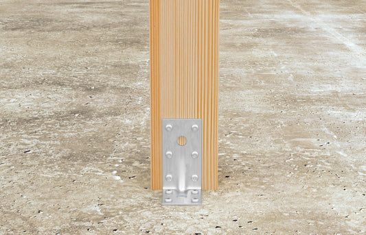 tahl-Pfostenschuh für stabile Holzständer-Montage im Außenbereich.