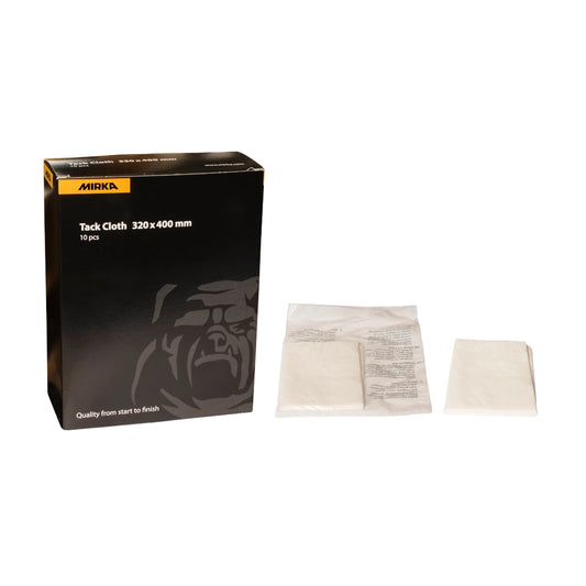 Mirka Reinigungstuch 320x400mm neben Verpackungskarton