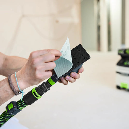Festool HSK-A 80x130 Schleifklotz Anbringung des Netzschleifmittels mittels Klett
