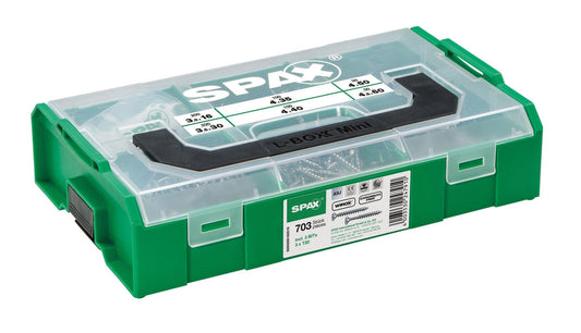 SPAX Montagekoffer L-BOXX mini, Schraubenset 6 Abmessungen WIROX + 3 bits - Schleiftitan.de